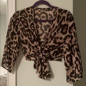 Shein Cheetah Wrap Top